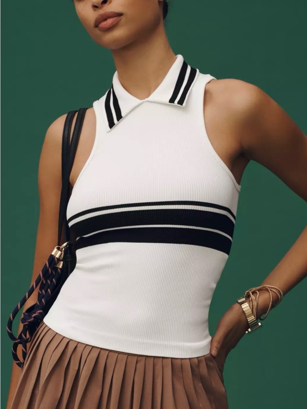 Anthropologie Maeve Ribbed Polo Tank Top